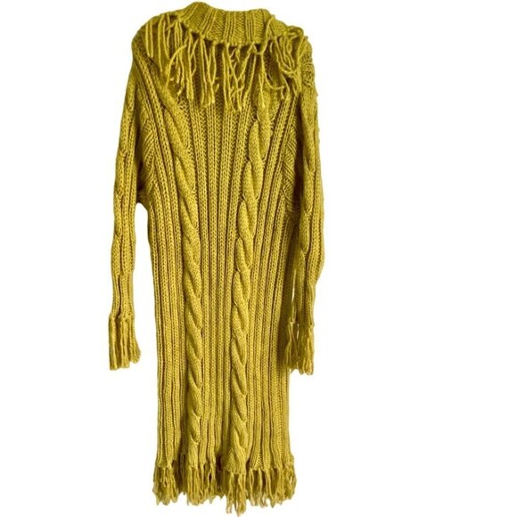 Great Adventure Green Long Maxi Cable Knit Sweater Medium - Picture 7 of 10